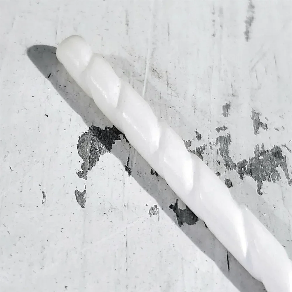 Handcrafted Avant Garde India Off White Carved Twisted Buffalo Bone Hair Stick - Picture 8 of 11